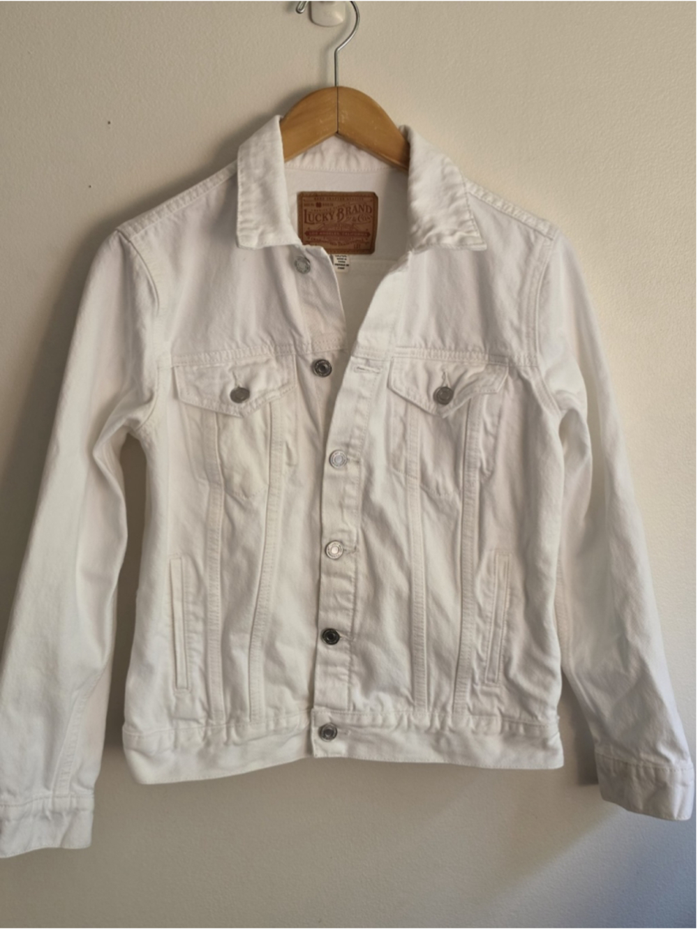 Lucky Brand "The Tomboy Trucker" White Denim Jean Jacket Medium